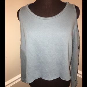 Chloe & Katie cold shoulder‎ cropped shirt sz L